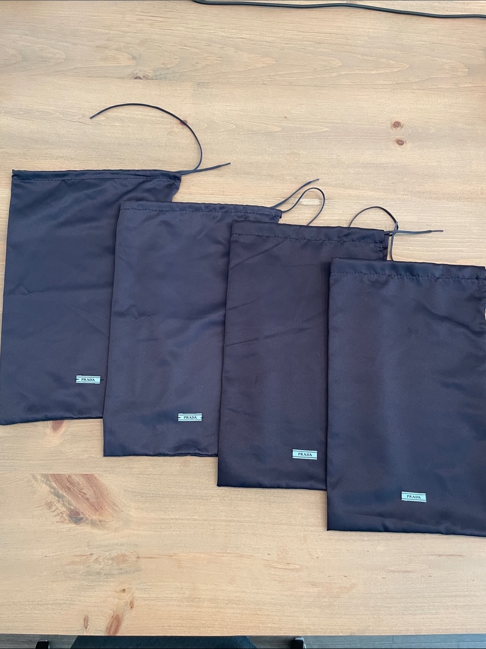 Prada Black Drawstring Travel Dust Bags - Set of 4
